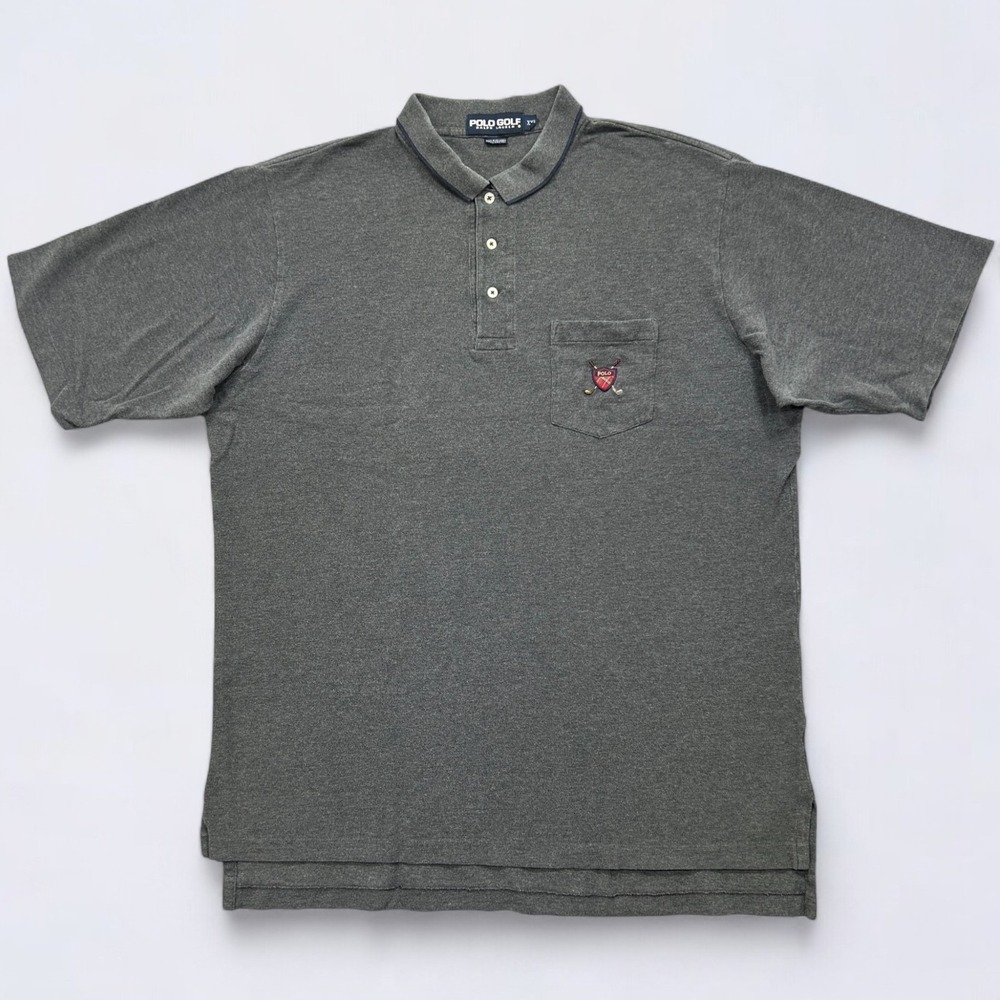 Vintage Polo Golf Ralph Lauren Shirt Mens 2XL Gray Crest Short Sleeve *See Note*